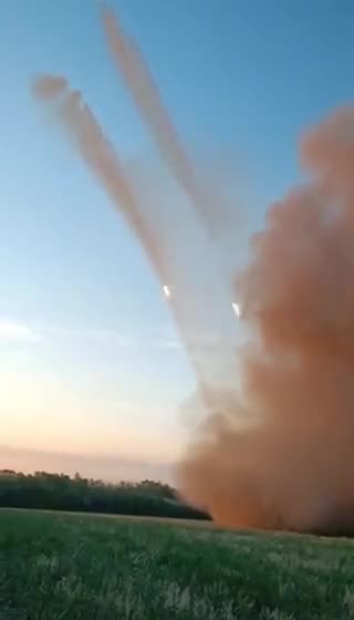 Multiple MLRS Unloading On Russian Positions