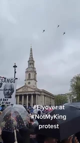 Fly over at the not my king protest.