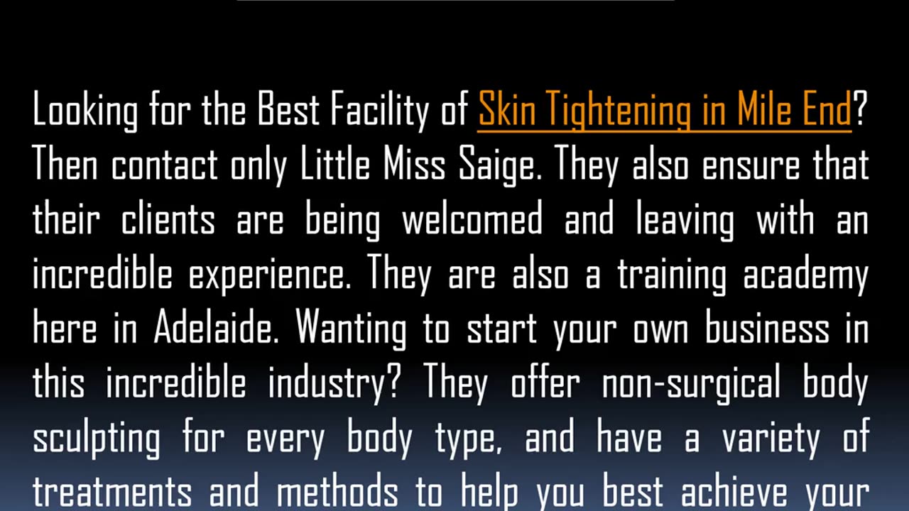 The Best Facility of Skin Tightening in Mile End