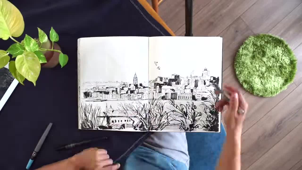 Quick inking of Istanbul city in Turkey