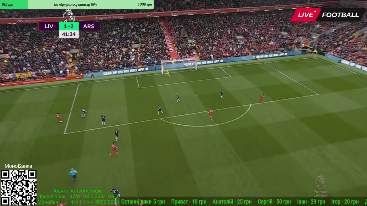 Liverpool 1-2 Arsenal Salah 42'⚽️