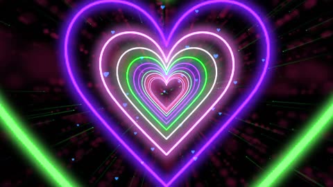 030. Heart Tunnel 💙💚💖💜 Color Changing Heart Background Neon Heart Background Video