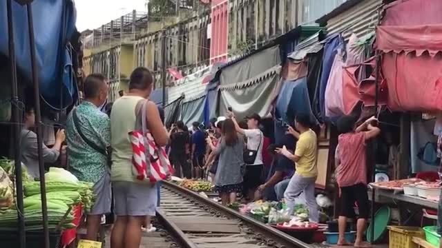 This huge Train drivers through shops and homes every day 😯