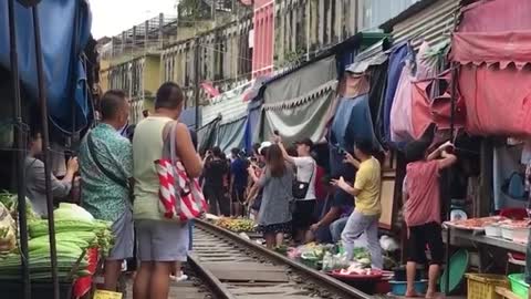 This huge Train drivers through shops and homes every day 😯