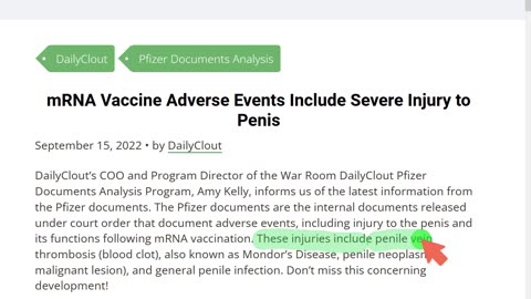 화이자 문서에서 드러난 남성 생식기 손상에 대하여
