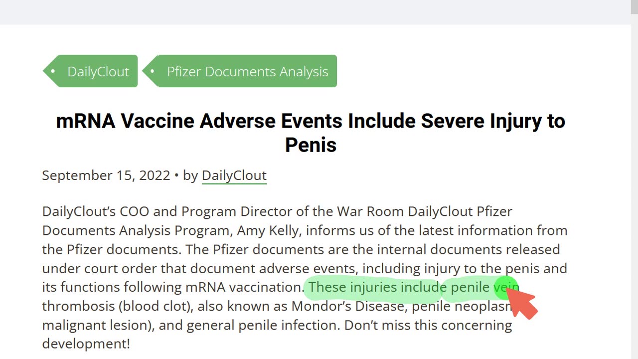 화이자 문서에서 드러난 남성 생식기 손상에 대하여