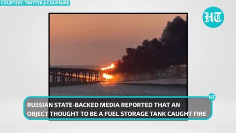 Putin's strategic Kerch Bridge hit by huge explosion and fire Crucial Russia-Crimea link blocked