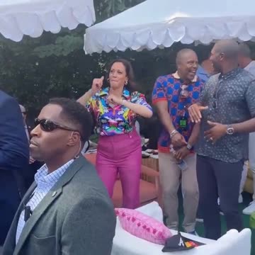 Kamala Harris seems to be enjoying her time while Joe is overseas...