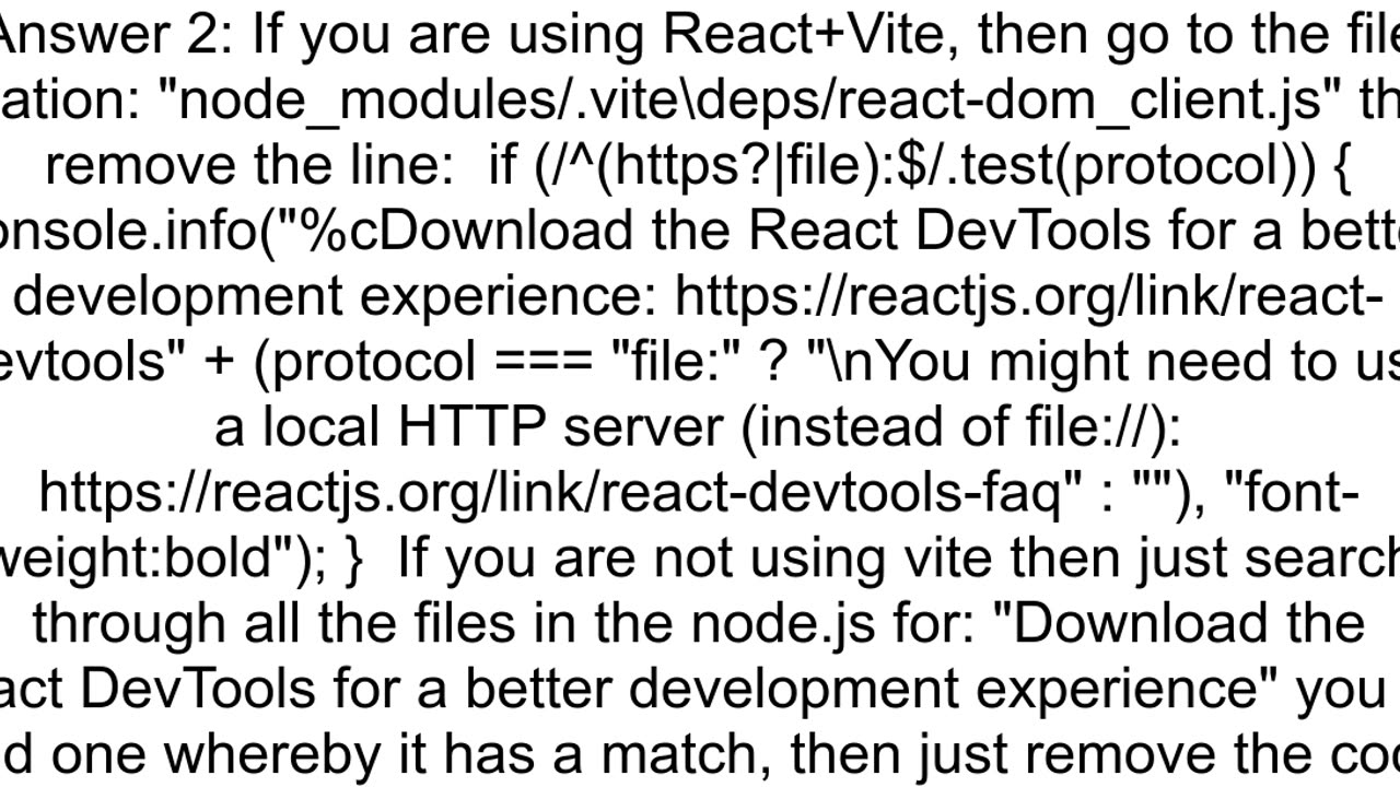 How to hide quotDownload the React DevTools for a better development experiencequot