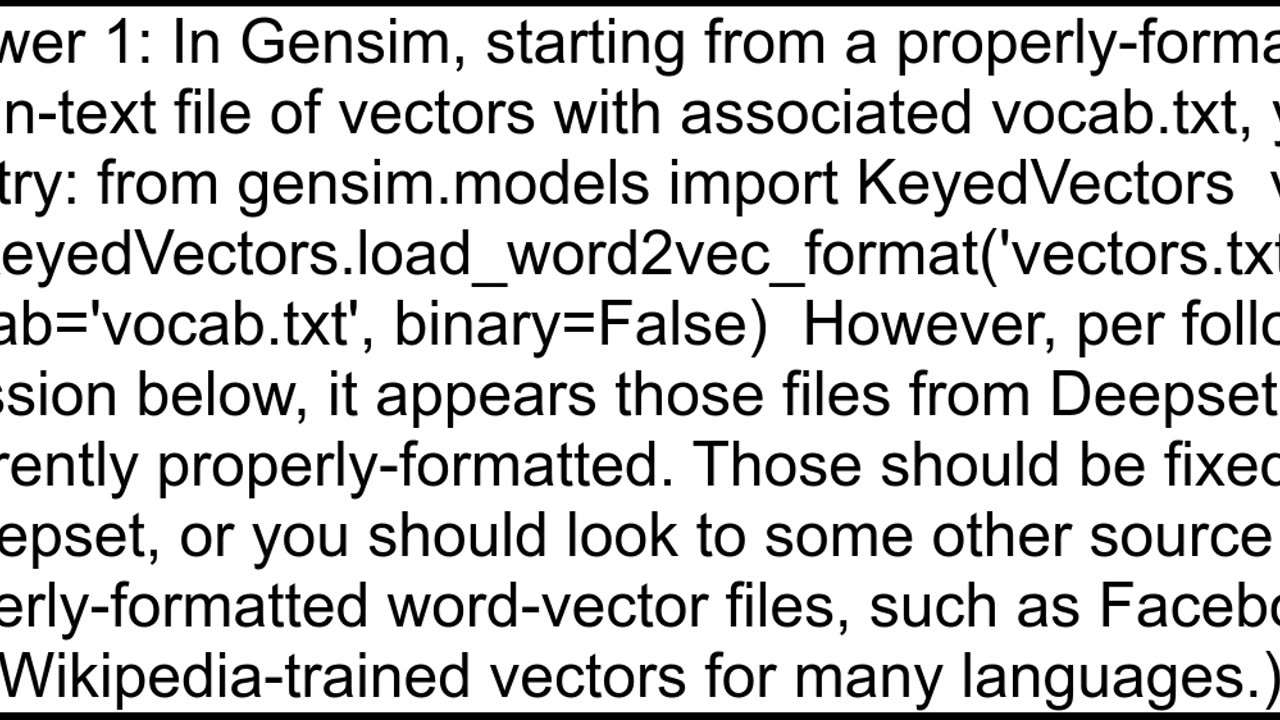 How to use deepset39s word embedding pretrained models using gensim