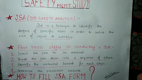 9.How to do a JSA _ what is JSA _ steps of JSA _ safety MGMT study _ job safety analysis _ JSA