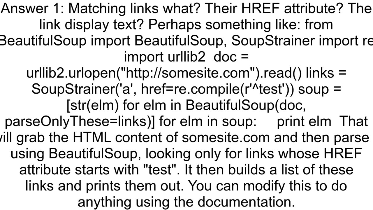 How to write a python script to search a website html for matching links