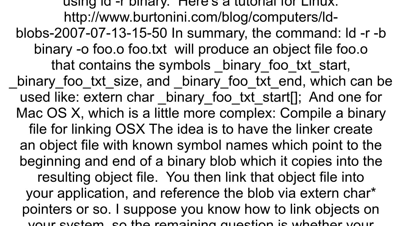 Is there a way to load a binary file as a const variable in C at compile time