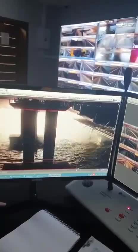 Surveillance camera video of the moment of the terrorist strike on Kerch Bridge.