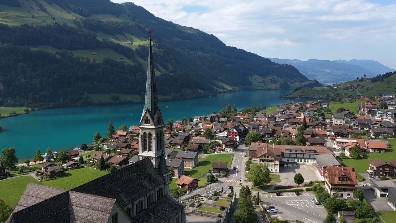 The swiss Land city drone view