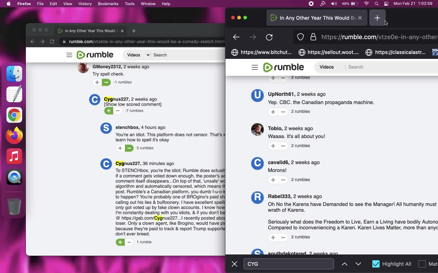 Rumble is c.e.n.s.o.r.i.n.g comments