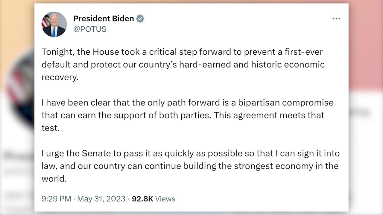 Biden optimistic after debt ceiling deal passes the House Wednesday night