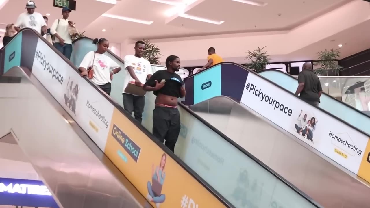 MAN THONG PRANK ON THE ESCALATOR