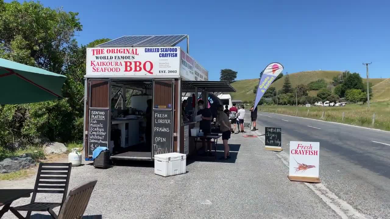 [4K] New Zealand Food Crayfish Kaikoura Seafood BBQ Kiosk