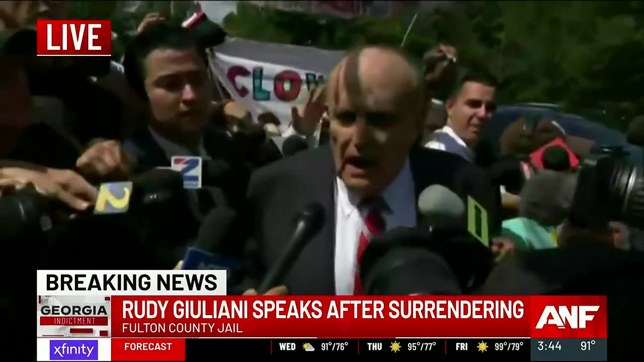 Rudy Giuliani booked into Fulton County Jail and gives remarks after release