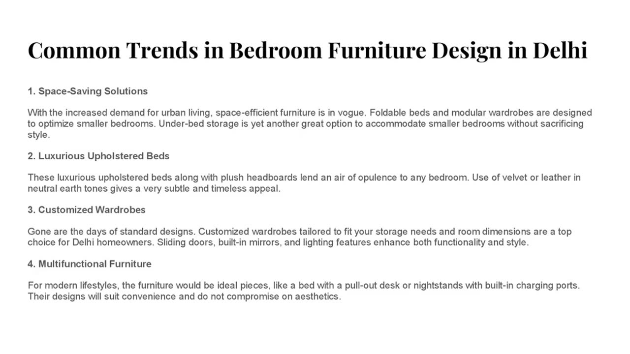 Transform Your Bedroom with Stylish Furniture Designs in Delhi