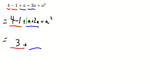 Collect like terms and simplify this expression: 4-1+a+2a+a^2