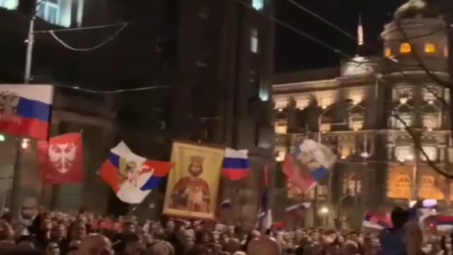 Rally in Belgrade against the atrocities of NATO. Exactly 23 years ago, NATO began bombing peaceful Yugoslavia