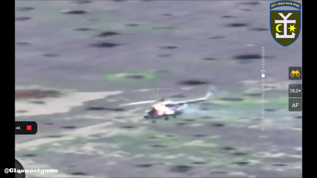 Russian Mil-Mi helicopter shot down by ukrainian forces in Oblast