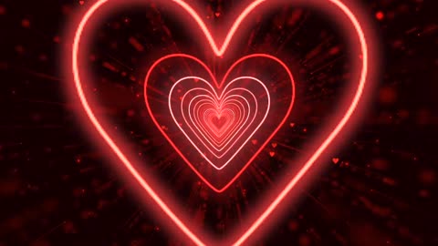 288. Heart Tunnel Background❤️Red Neon Heart