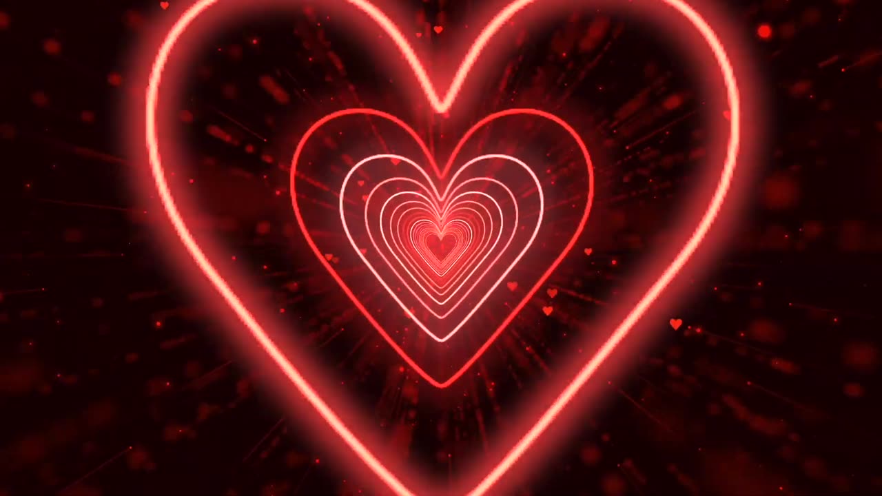 288. Heart Tunnel Background❤️Red Neon Heart