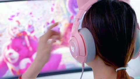 Top On Sale Product Recommendations - ONIKUMA K9 Pink Cat Ear Headphones with RGB LED Light