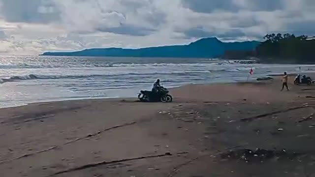 Playing on the beach