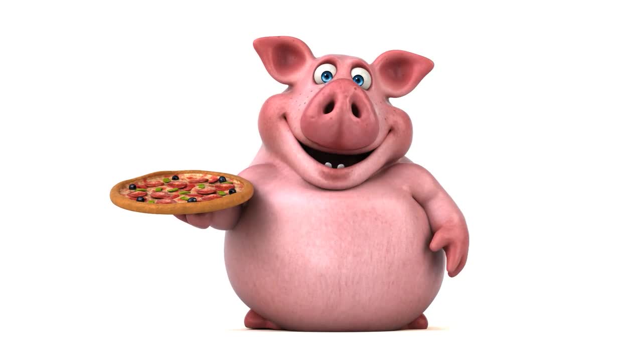 Pig pizza cartoon