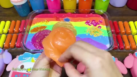 Rainbow my medoly! Mixing random into glossy slime! Relaxing slime video