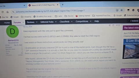 I made my LG BP325DVD Blu-ray player Region Free for DVD Play Back update video