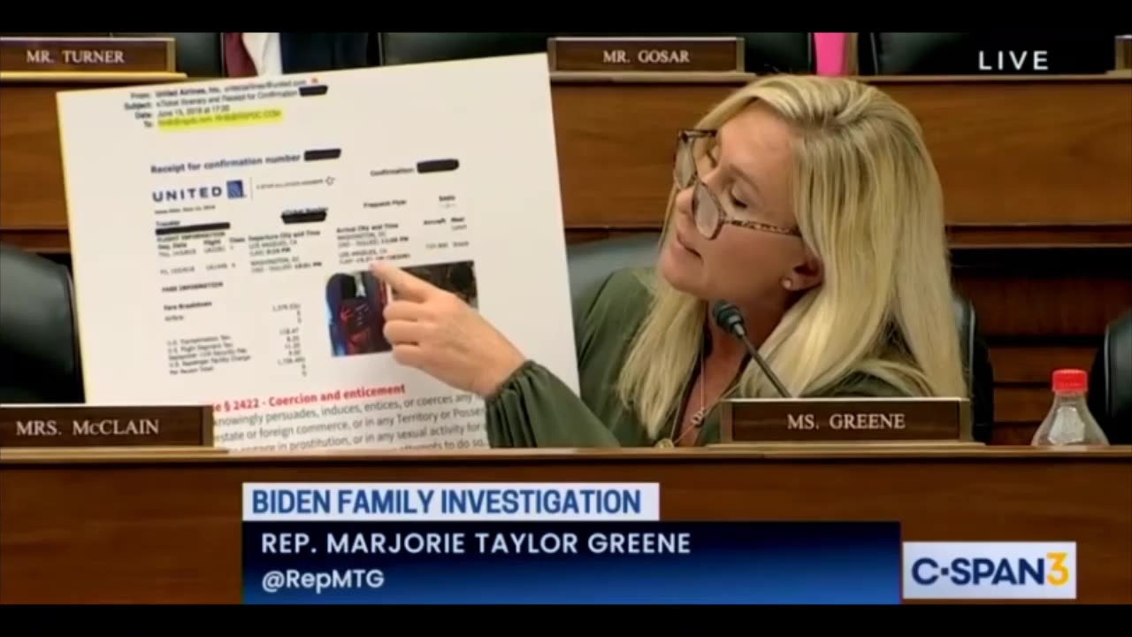 MTG brings receipts of Hunter Biden paying for a plane ticket for a woman