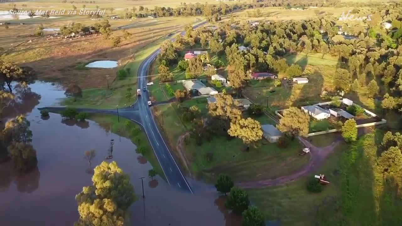 Drone footage reveals flooding in Eugowra, central west NSW