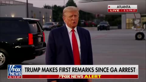 donald trump arrives at airport speech on his arrest