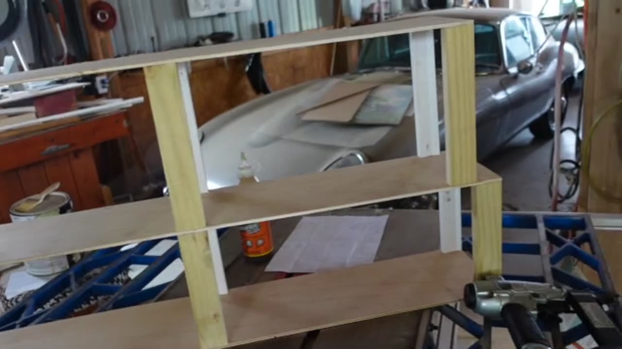 Making A TV shelf from scraps. No plans & a few mishaps but it ended up being what I wanted.