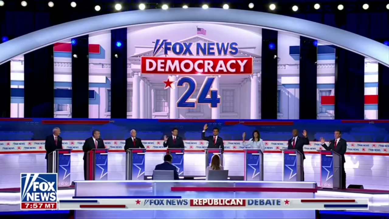 GOP candidates give a show of hands if they would support Trump if convicted