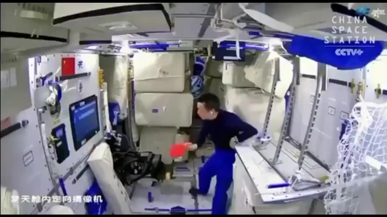 Chinese Astro-not caught playing ping pong in the zero gravity of space