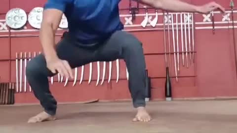 Transformation Coach Performs Amazing Indian Martial Art Moves While Training