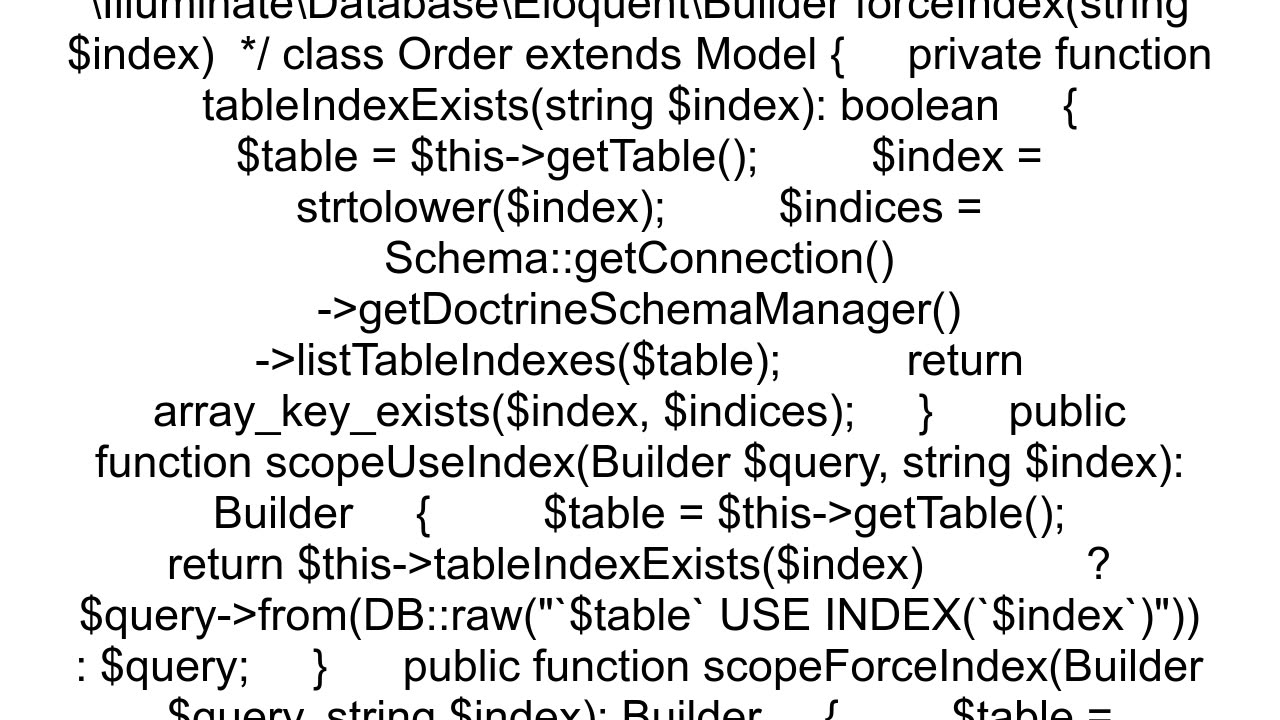 laravel how to use force index in eloquent