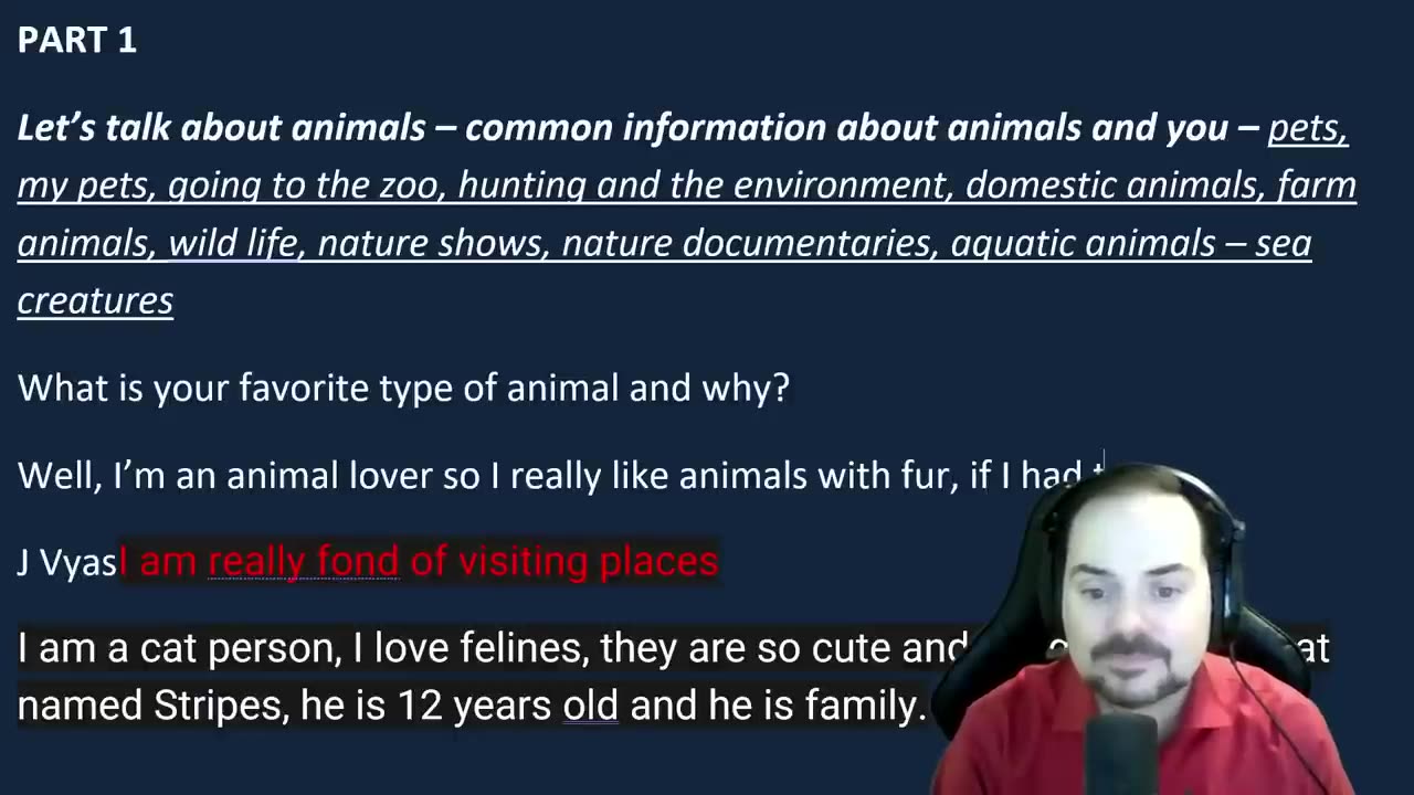 IELTS Live Class - Speaking Part 1 about Animals