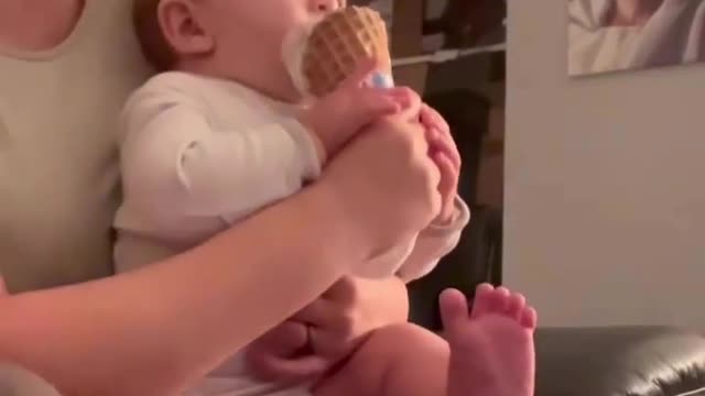 First time trying ice cream my baby