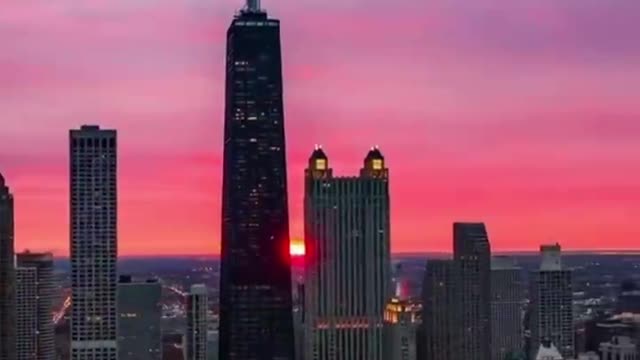 Night view of the city at sunset