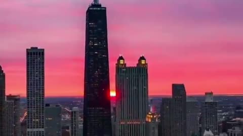 Night view of the city at sunset