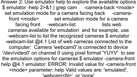 Enable webcam in android emulator