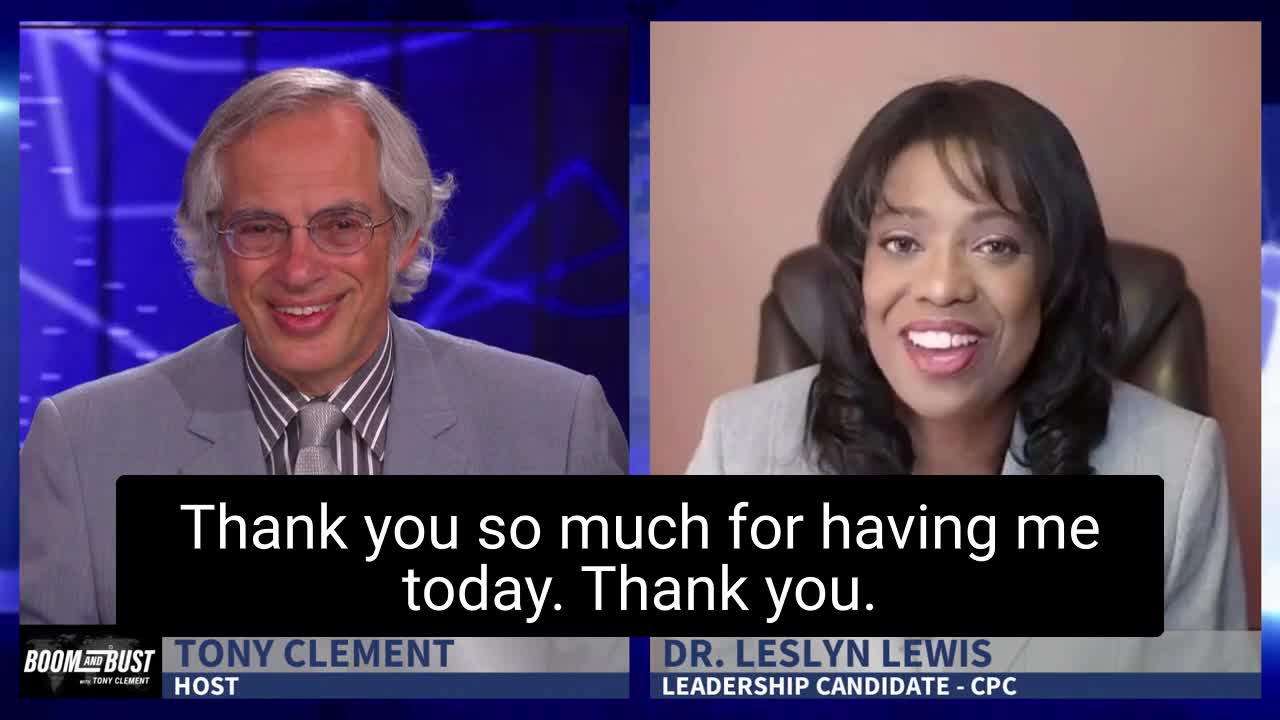 Leslyn Lewis interviewed by Tony Clement on Boom and Bust