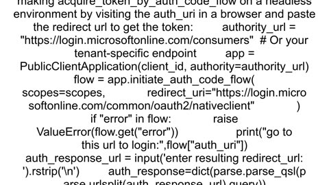 Failed to use auth code flow with python MSAL